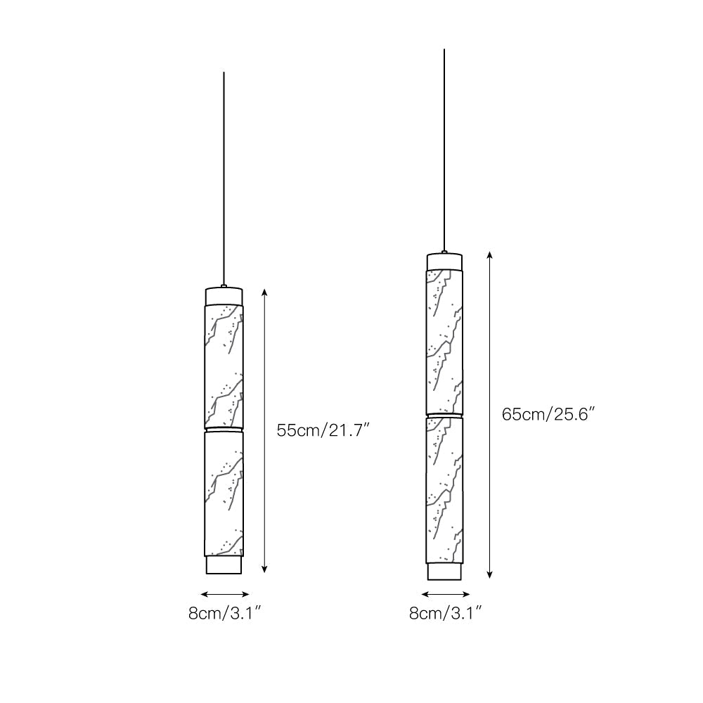 Alabaster Strip Pendant Light – Natural Stone Tubes & Satin Brass Modern Suspension Light