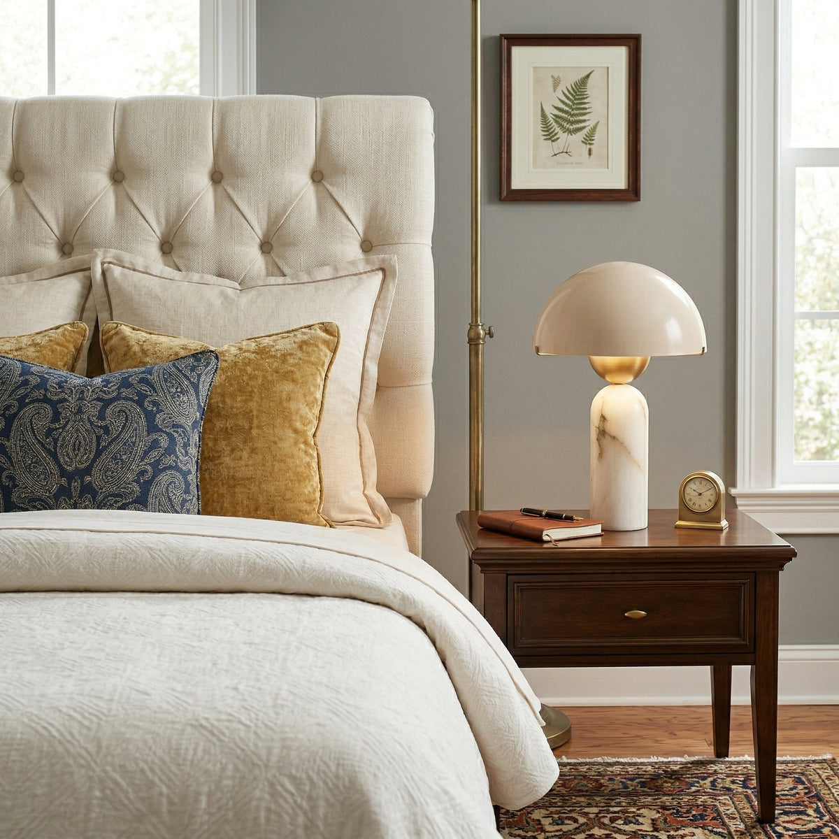 Peono Alabaster Table Lamp - Hand-Cut Natural Stone & Gold Accent Light