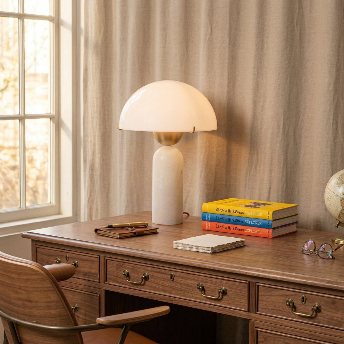 Peono Alabaster Table Lamp - Hand-Cut Natural Stone & Gold Accent Light