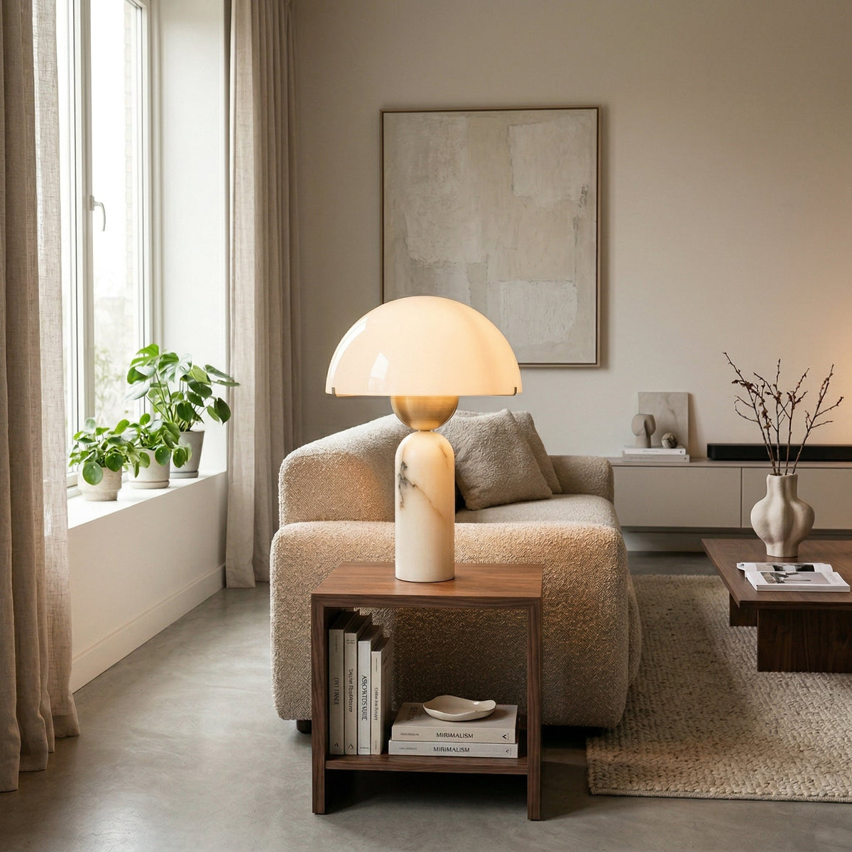 Peono Alabaster Table Lamp - Hand-Cut Natural Stone & Gold Accent Light