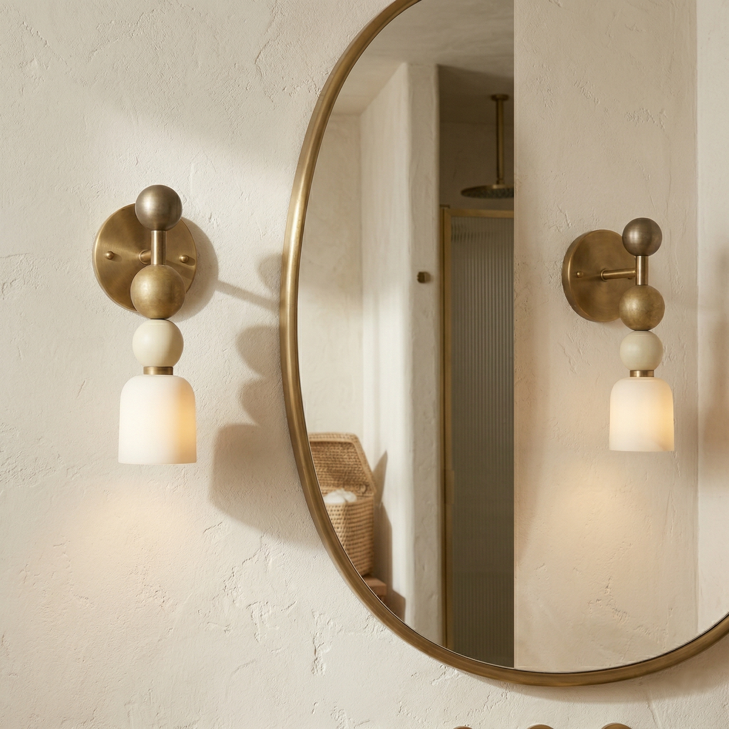 Flume Alabaster Wall Lamp - Vintage-Inspired Brass & Marble Sconce