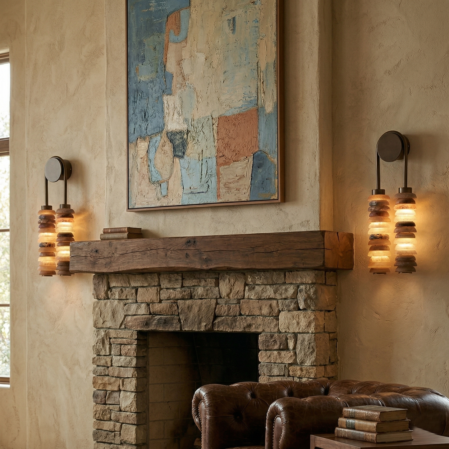 Payson Alabaster Wall Lamp - Natural Spanish Stone & Solid Brass LED Sconce | Modern Organic Luxury