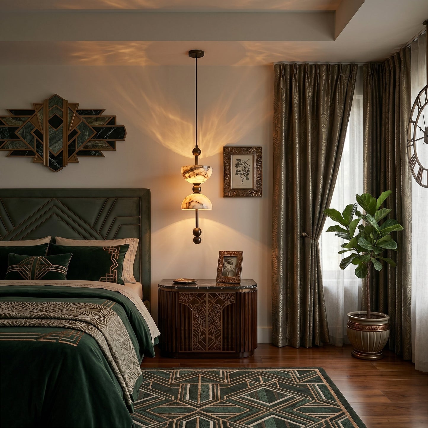 Lyra Alabaster Pendant Lamp - Natural Spanish Alabaster & Solid Brass LED Pendant