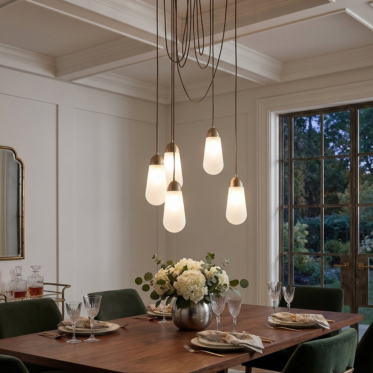 Lariat Pendant Lamp - Jewelry-Inspired Brass & Molded Glass Multi-Head Pendant