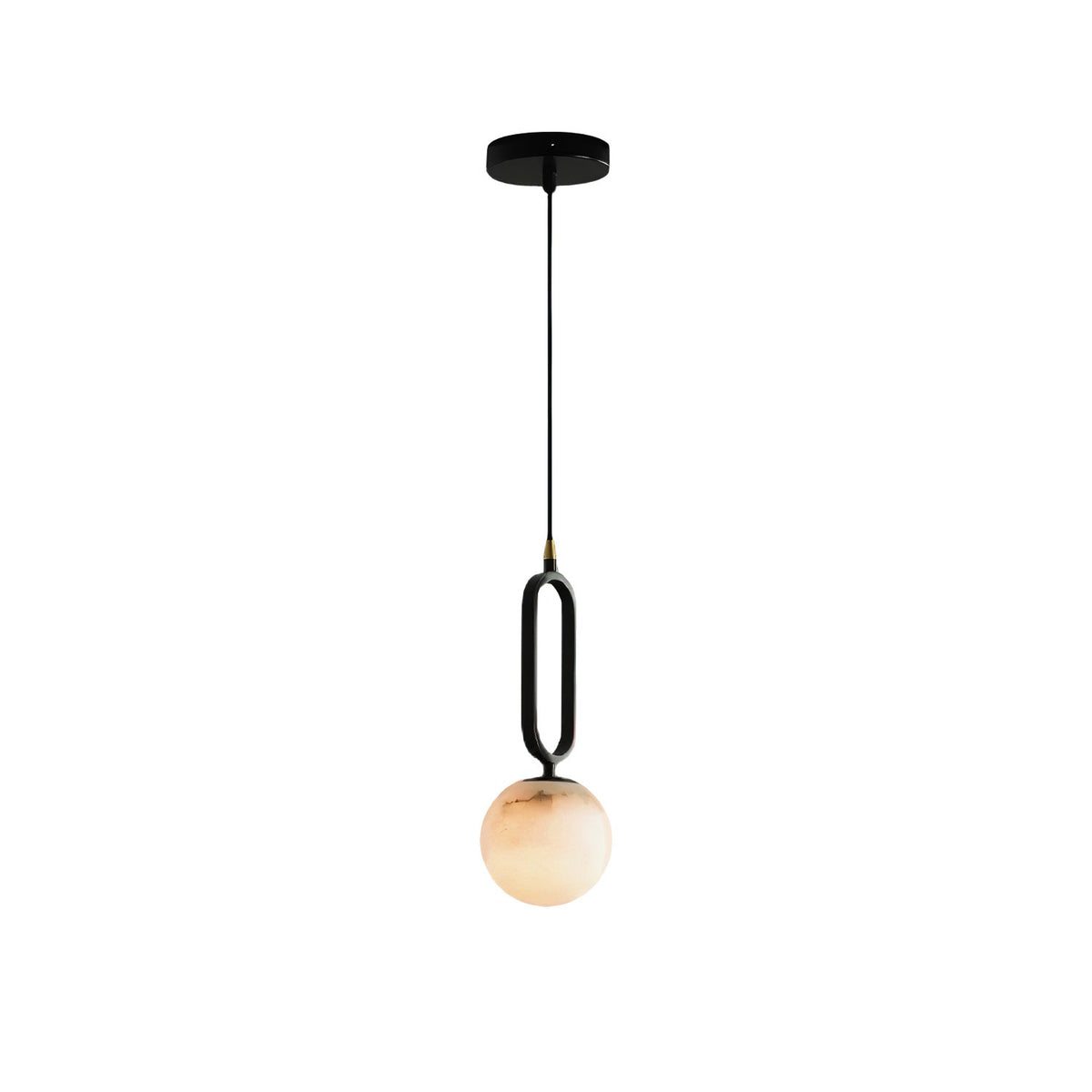 Alabaster Ball Pendant Lamp – Natural Stone Teardrop & Metal Modern Suspension Light
