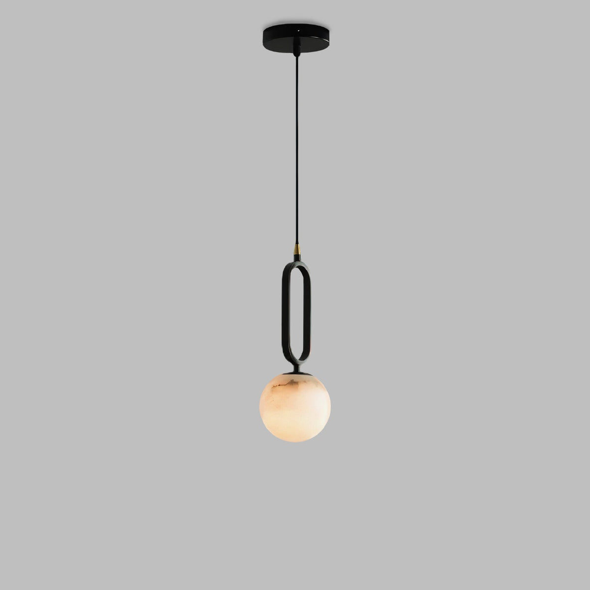 Alabaster Ball Pendant Lamp – Natural Stone Teardrop & Metal Modern Suspension Light