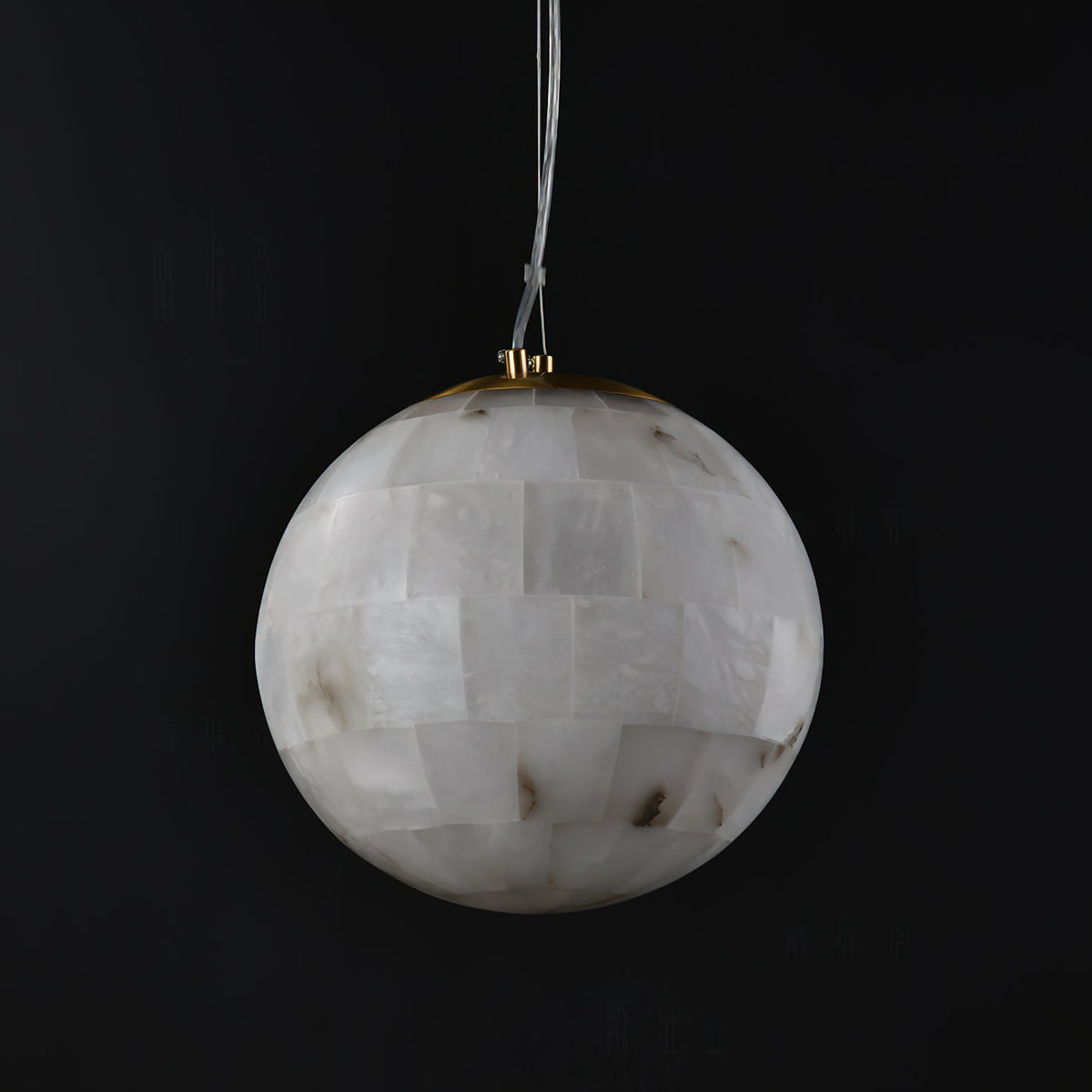 Alabaster Ball Pendant Light – Natural Stone Sphere & Brass Modern Suspension Lamp