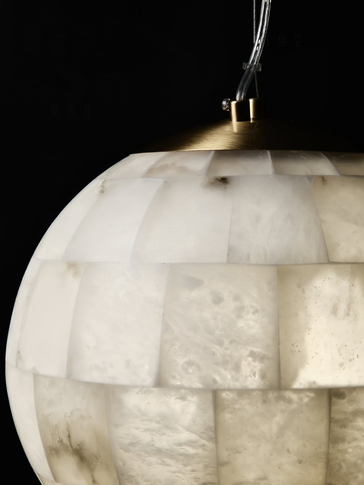 Alabaster Ball Pendant Light – Natural Stone Sphere & Brass Modern Suspension Lamp