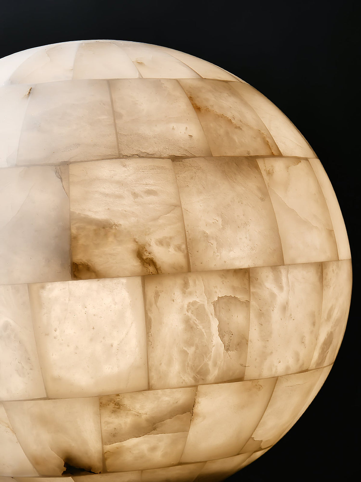 Alabaster Ball Pendant Light – Natural Stone Sphere & Brass Modern Suspension Lamp