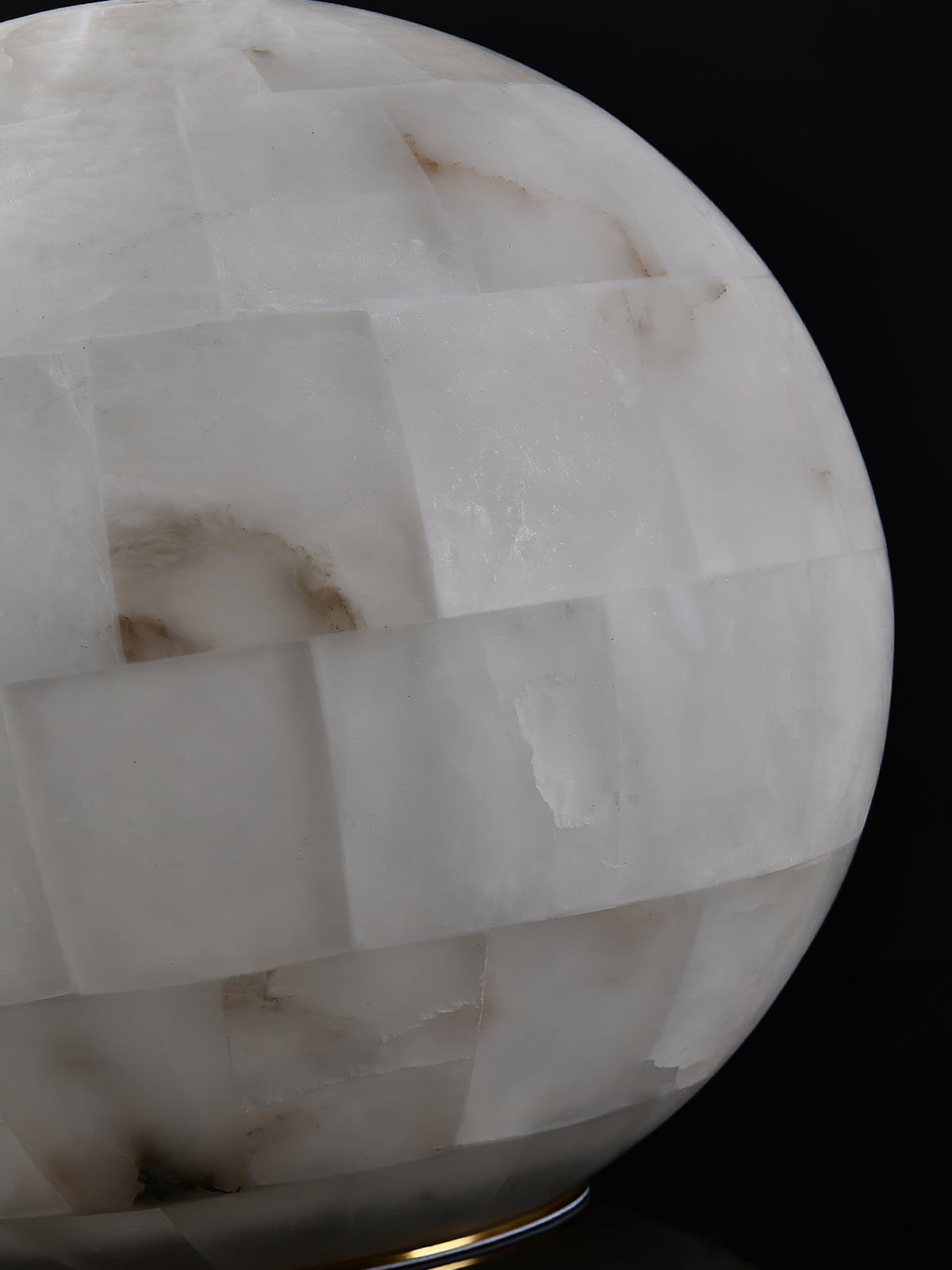 Alabaster Ball Table Lamp – Natural Stone Sphere & Brass Modern Accent Light