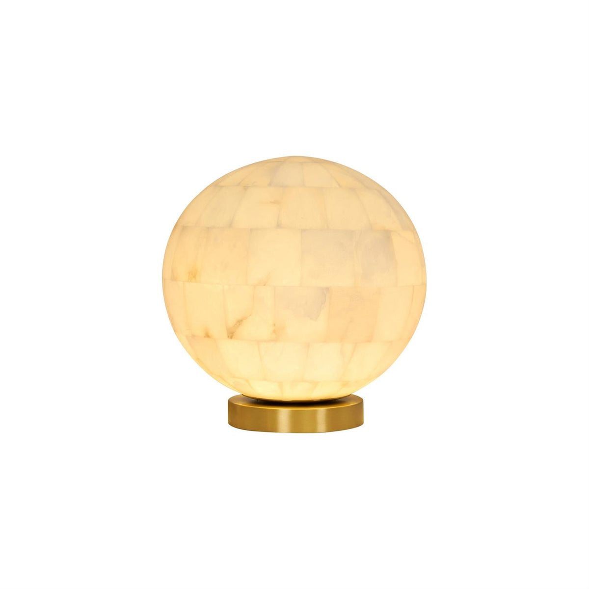 Alabaster Ball Table Lamp – Natural Stone Sphere & Brass Modern Accent Light