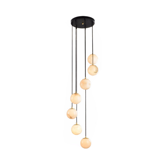Alabaster Balls Cluster Chandelier – Natural Stone Orbs & Modern Cascading Chandelier