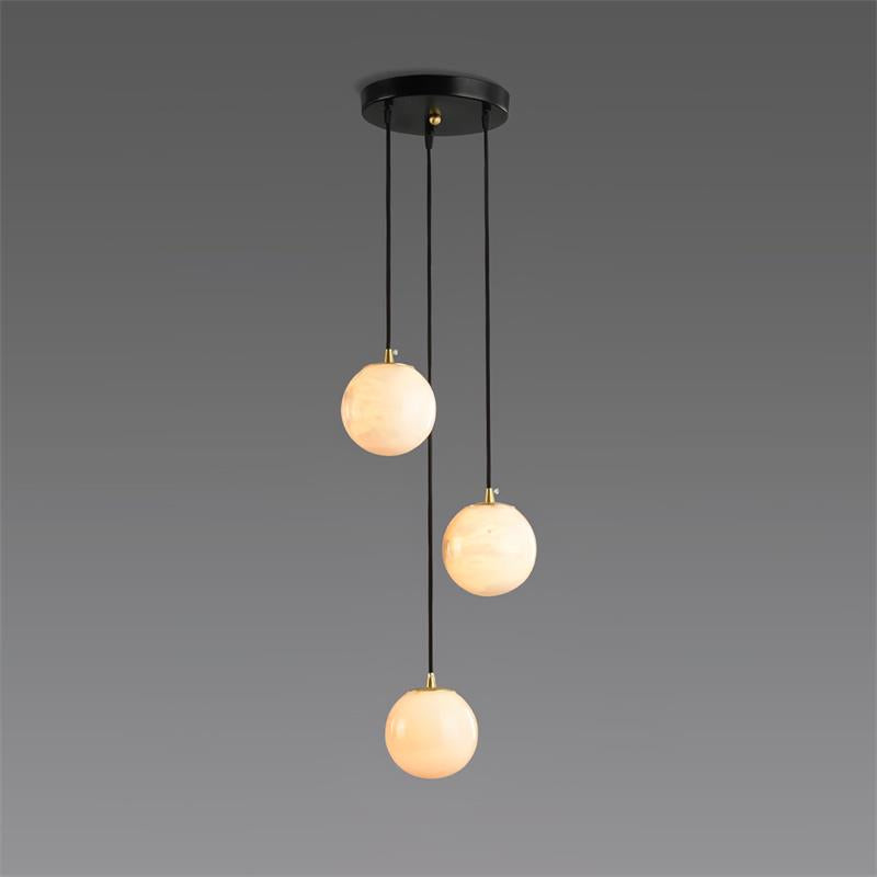 Alabaster Balls Cluster Chandelier – Natural Stone Orbs & Modern Cascading Chandelier