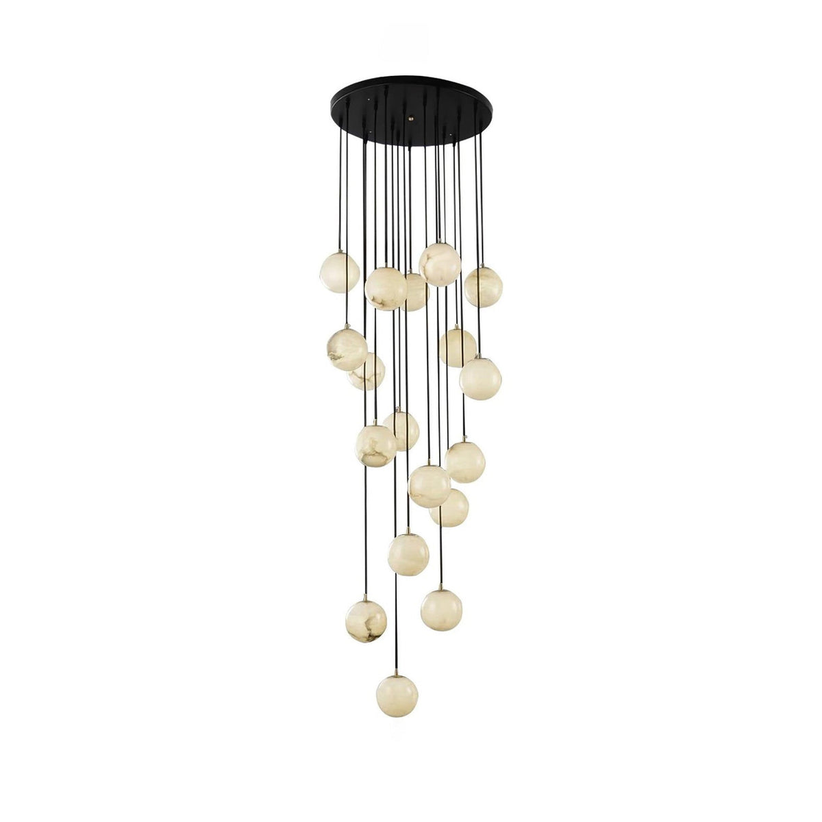 Alabaster Balls Cluster Chandelier – Natural Stone Orbs & Modern Cascading Chandelier