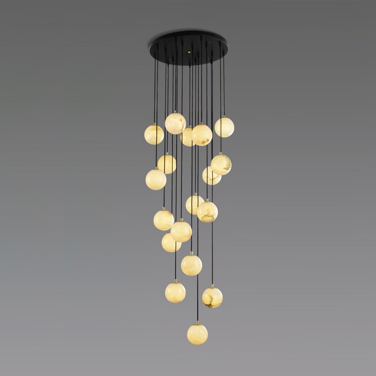 Alabaster Balls Cluster Chandelier – Natural Stone Orbs & Modern Cascading Chandelier