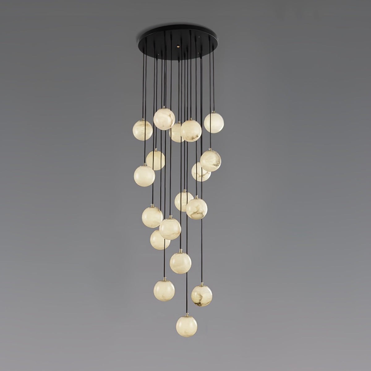 Alabaster Balls Cluster Chandelier – Natural Stone Orbs & Modern Cascading Chandelier