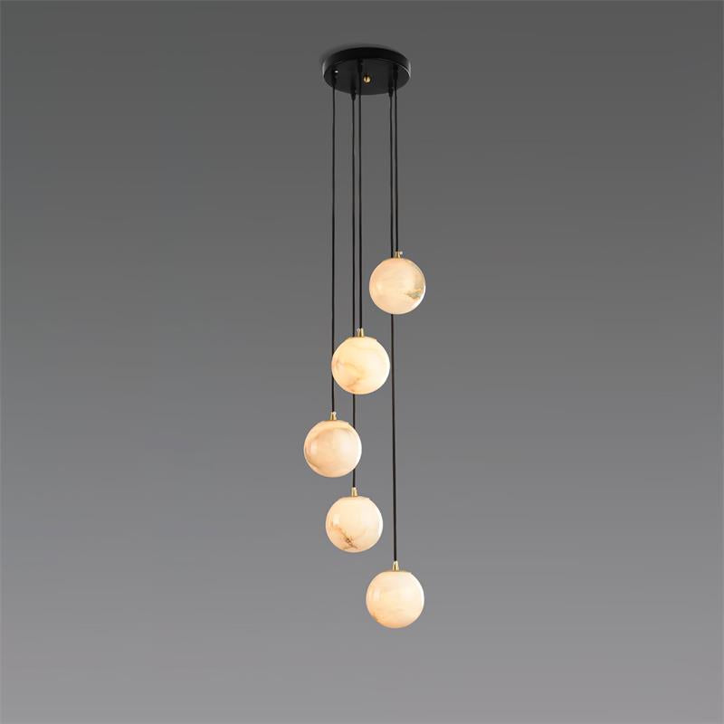 Alabaster Balls Cluster Chandelier – Natural Stone Orbs & Modern Cascading Chandelier