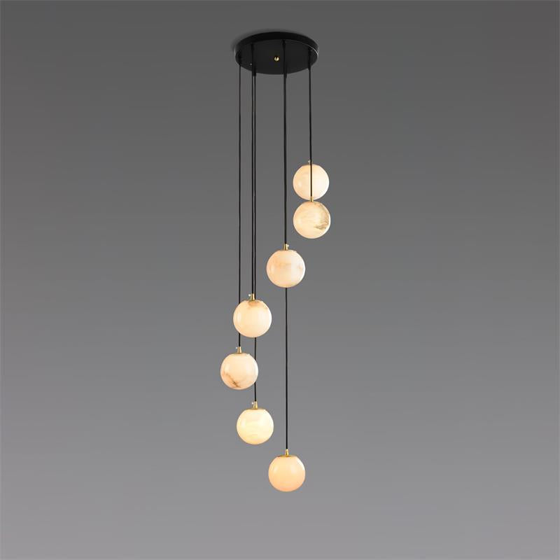 Alabaster Balls Cluster Chandelier – Natural Stone Orbs & Modern Cascading Chandelier