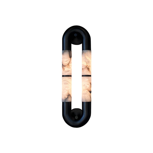 Alabaster Banded KoKo Sconce | Modern Black Stainless Steel & Stone Wall Light