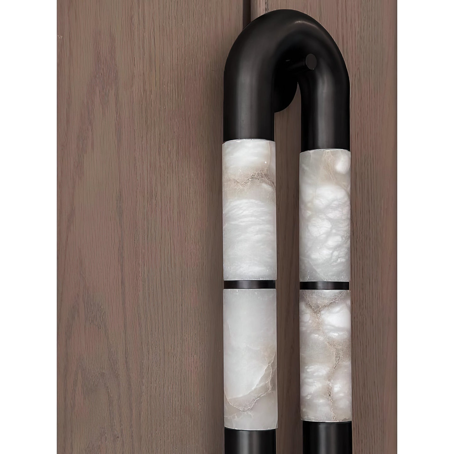 Alabaster Banded KoKo Sconce | Modern Black Stainless Steel & Stone Wall Light