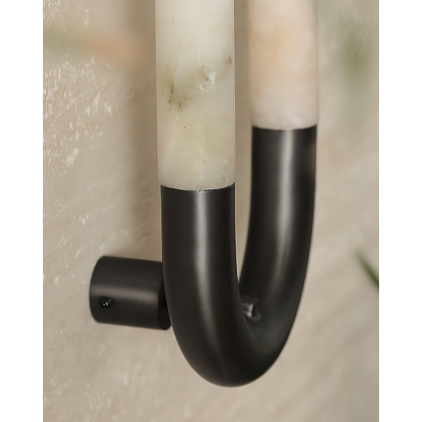 Alabaster Banded KoKo Sconce | Modern Black Stainless Steel & Stone Wall Light