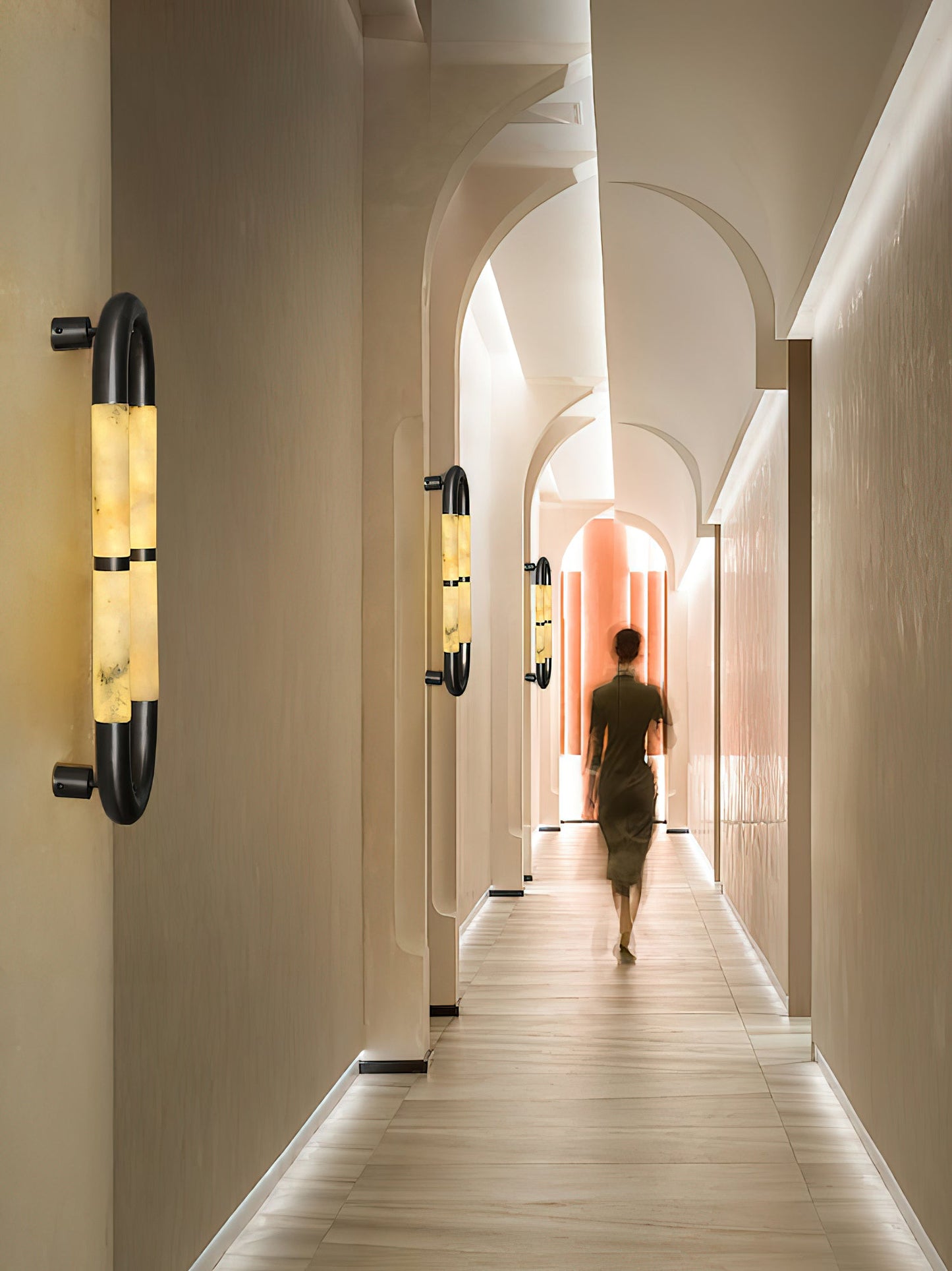 Alabaster Banded KoKo Sconce | Modern Black Stainless Steel & Stone Wall Light