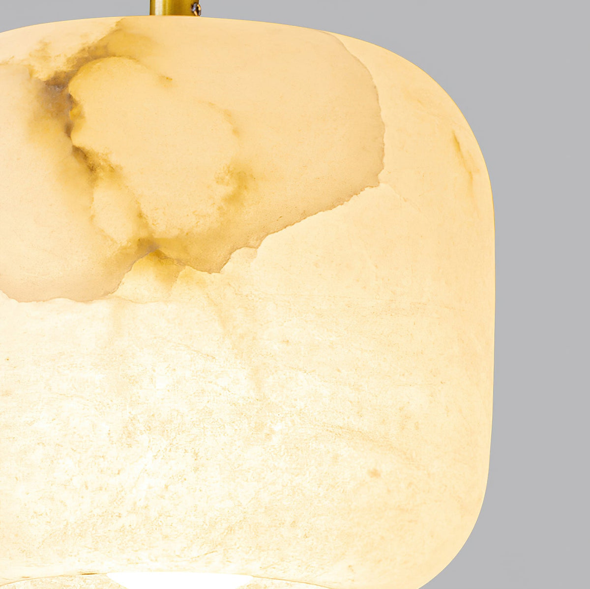 Alabaster Bedside Pendant Light – Natural Stone Cylinder & Brass Hanging Lamp