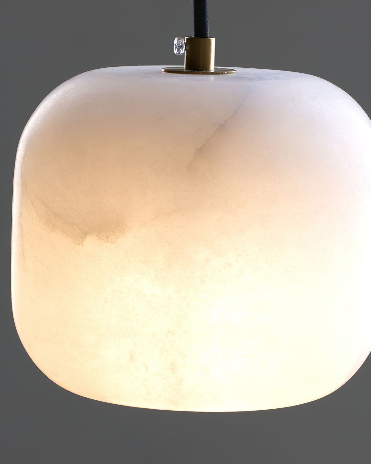 Alabaster Bedside Pendant Light – Natural Stone Cylinder & Brass Hanging Lamp