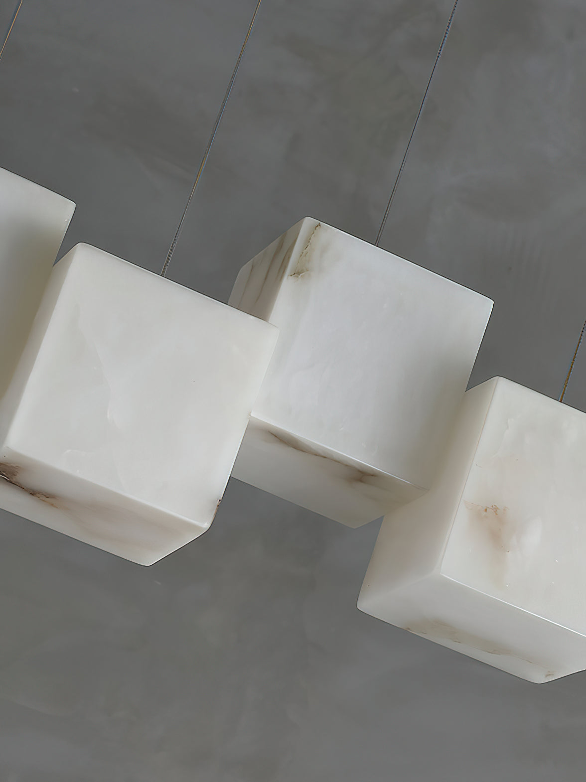 Alabaster Box Chandelier – Spanish Stone Linear Rectangle & Metal Modern Chandelier