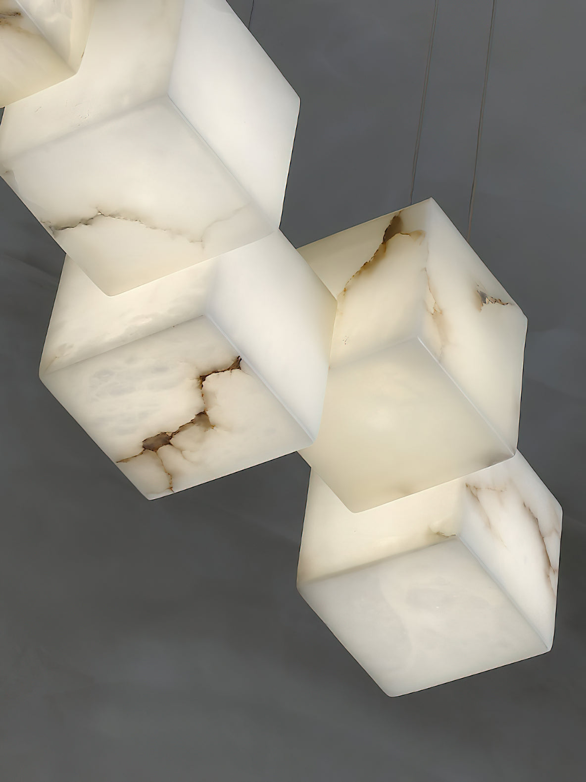 Alabaster Box Chandelier – Spanish Stone Linear Rectangle & Metal Modern Chandelier