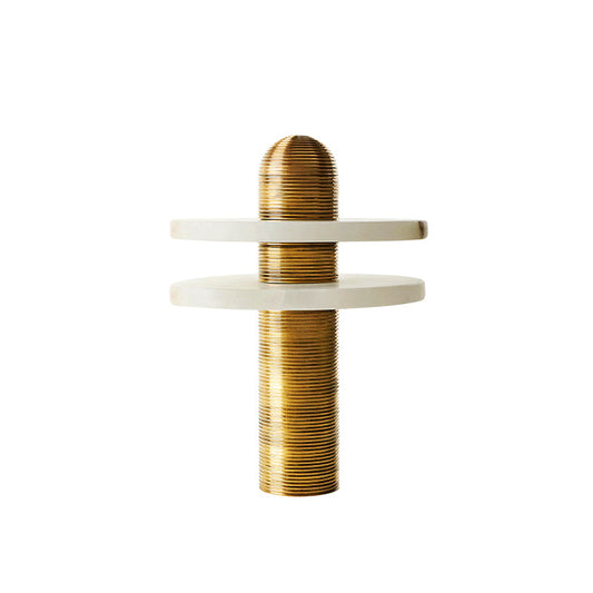 Alabaster Comet Table Lamp – Translucent Stone Planes & Fluted Brass Modern LED Light