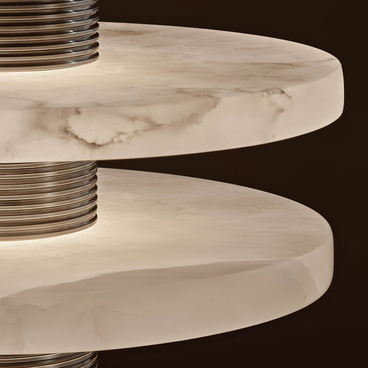 Alabaster Comet Table Lamp – Translucent Stone Planes & Fluted Brass Modern LED Light