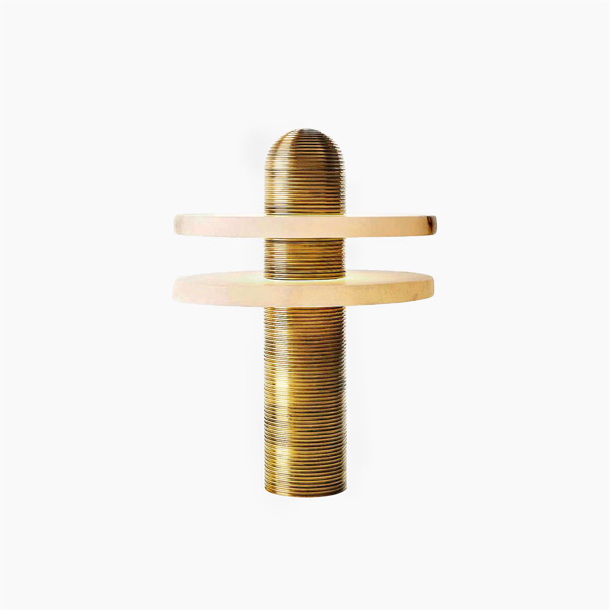 Alabaster Comet Table Lamp – Translucent Stone Planes & Fluted Brass Modern LED Light