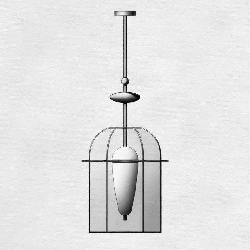 Alabaster Embroidered Pendant Lamp – Beadwork Mesh Cage & Natural Stone Modern Pendant