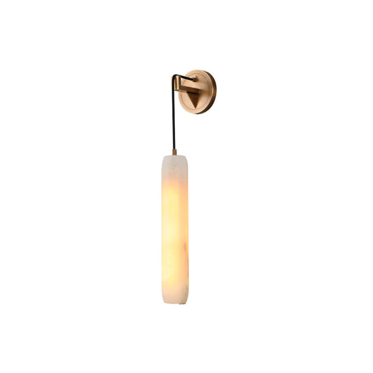 Alabaster Flute Wall Lamp – Natural Stone Fluted Cylinder & Brass Wall Sconce