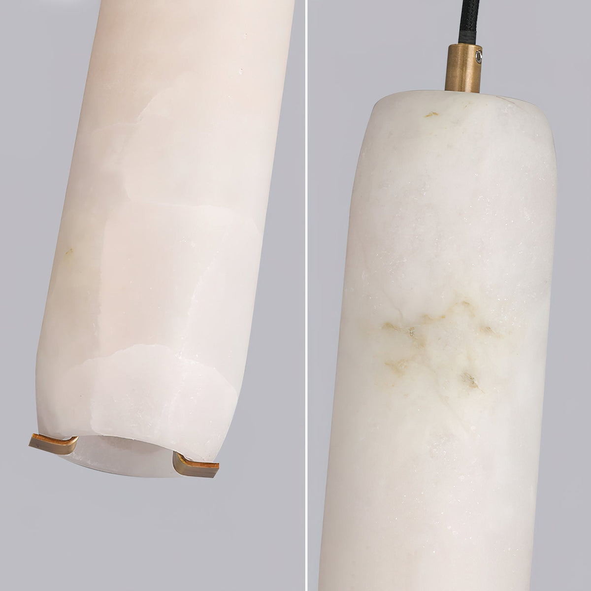 Alabaster Flute Wall Lamp – Natural Stone Fluted Cylinder & Brass Wall Sconce