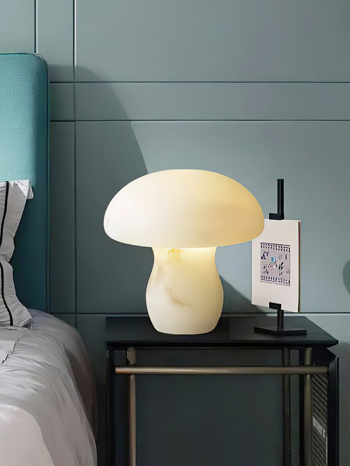 Alabaster Mushroom Table Lamp – Imported Spanish Natural Stone Modern Accent Light