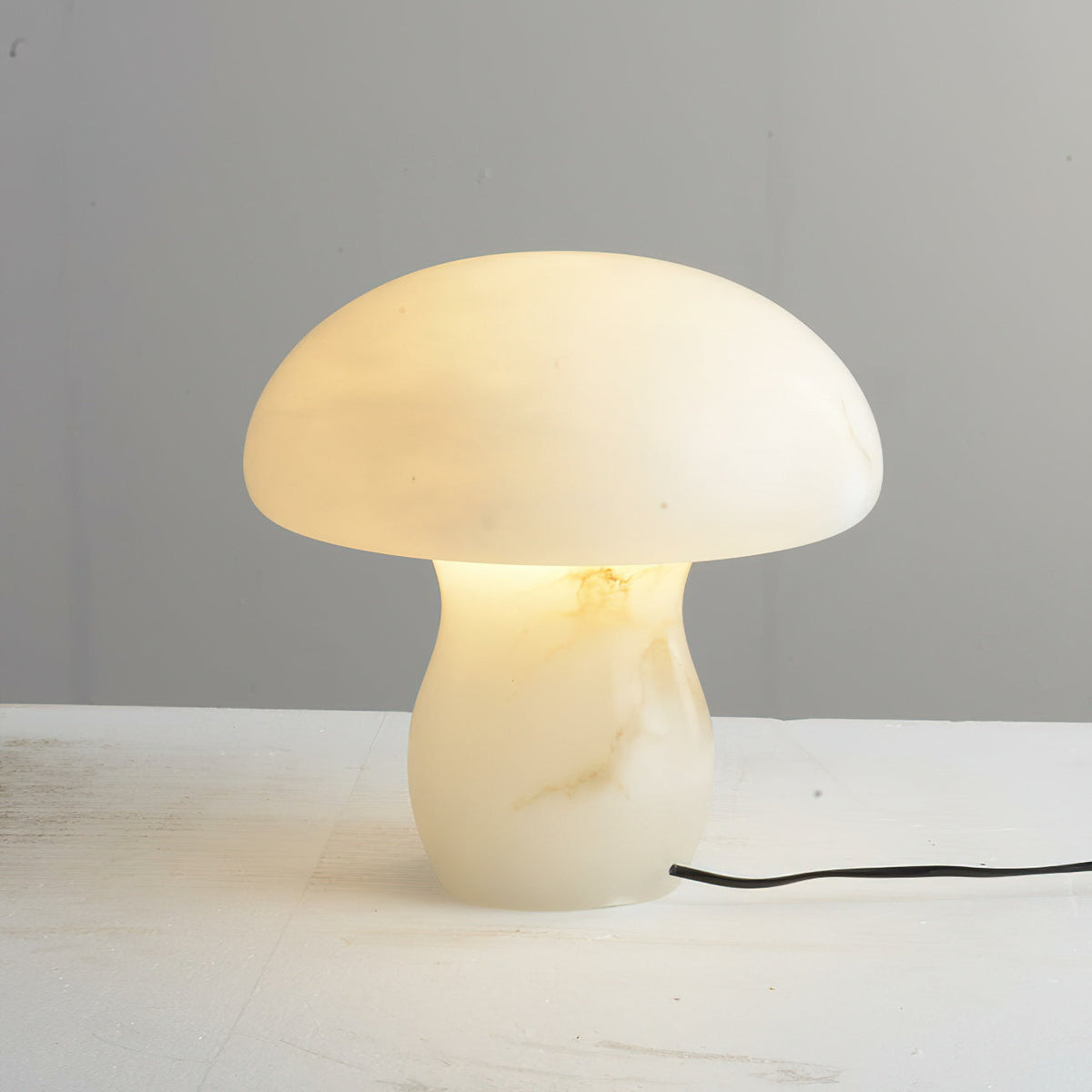 Alabaster Mushroom Table Lamp – Imported Spanish Natural Stone Modern Accent Light