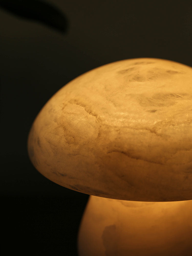 Alabaster Mushroom Table Lamp – Imported Spanish Natural Stone Modern Accent Light