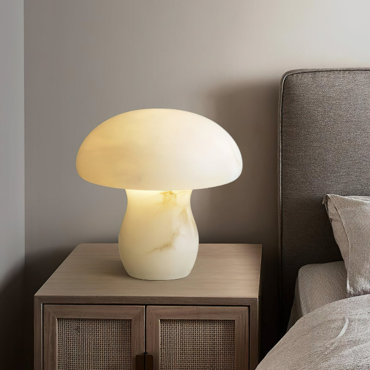 Alabaster Mushroom Table Lamp – Imported Spanish Natural Stone Modern Accent Light