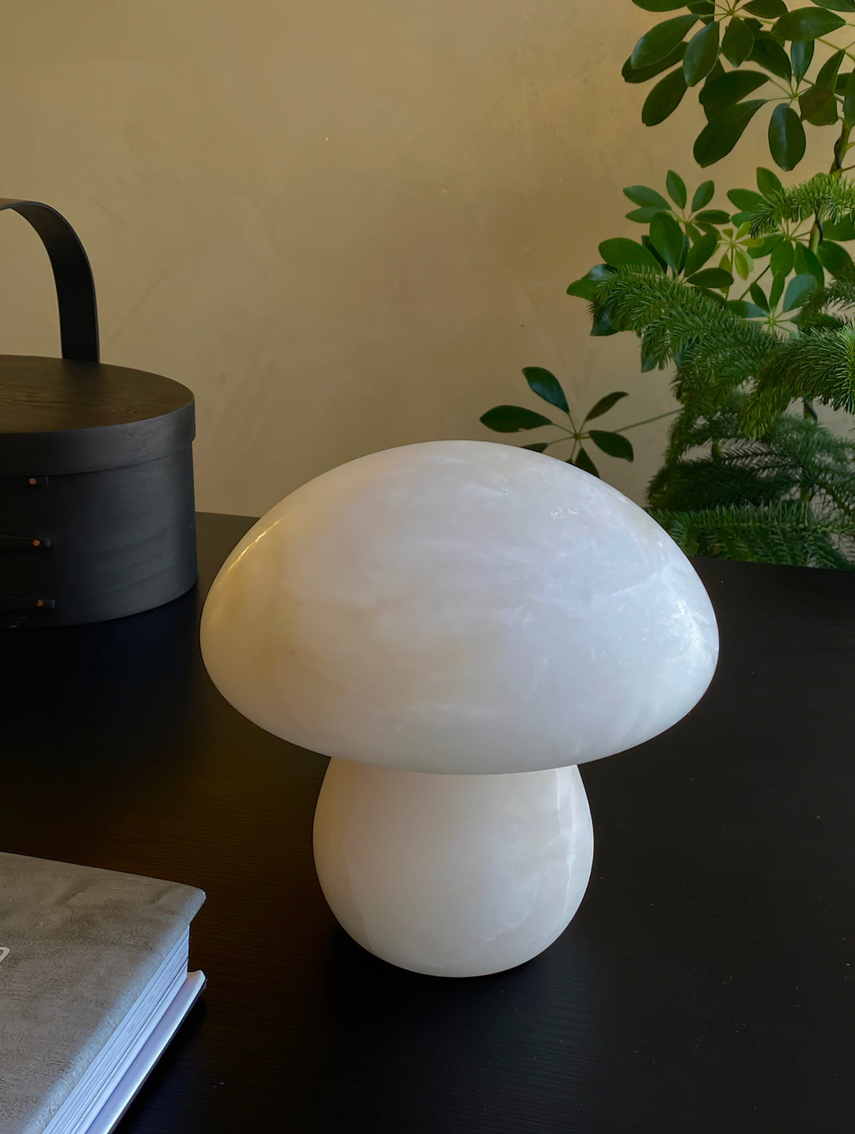 Alabaster Mushroom Table Lamp – Imported Spanish Natural Stone Modern Accent Light