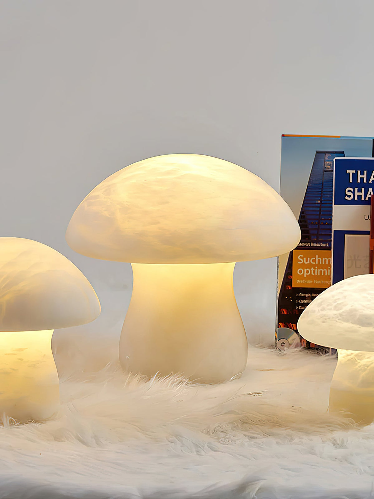 Alabaster Mushroom Table Lamp – Imported Spanish Natural Stone Modern Accent Light