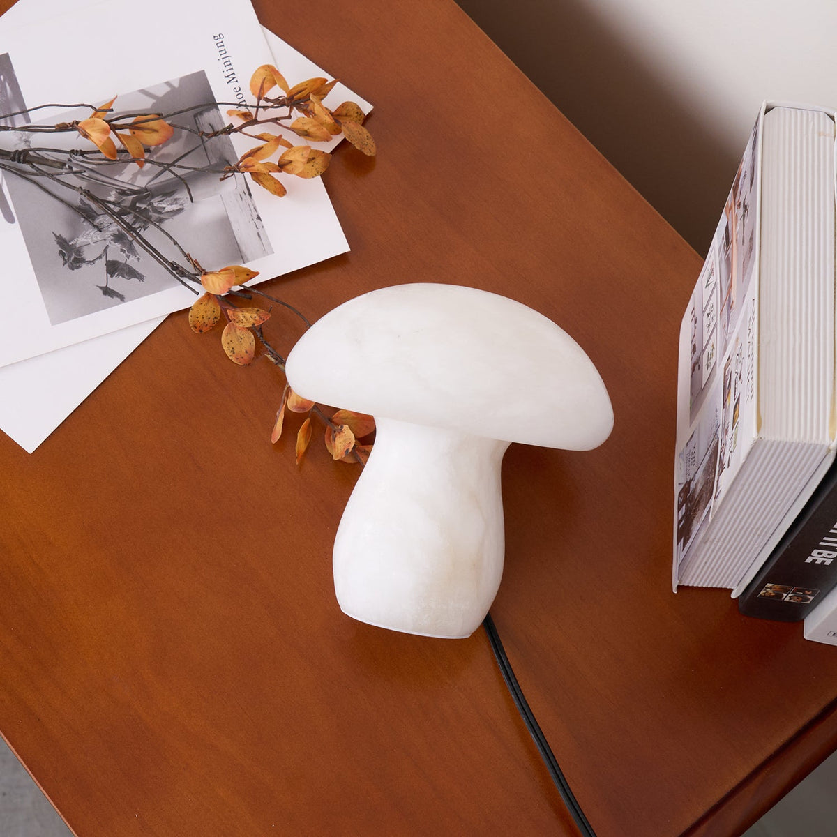 Alabaster Mushroom Table Lamp – Imported Spanish Natural Stone Modern Accent Light