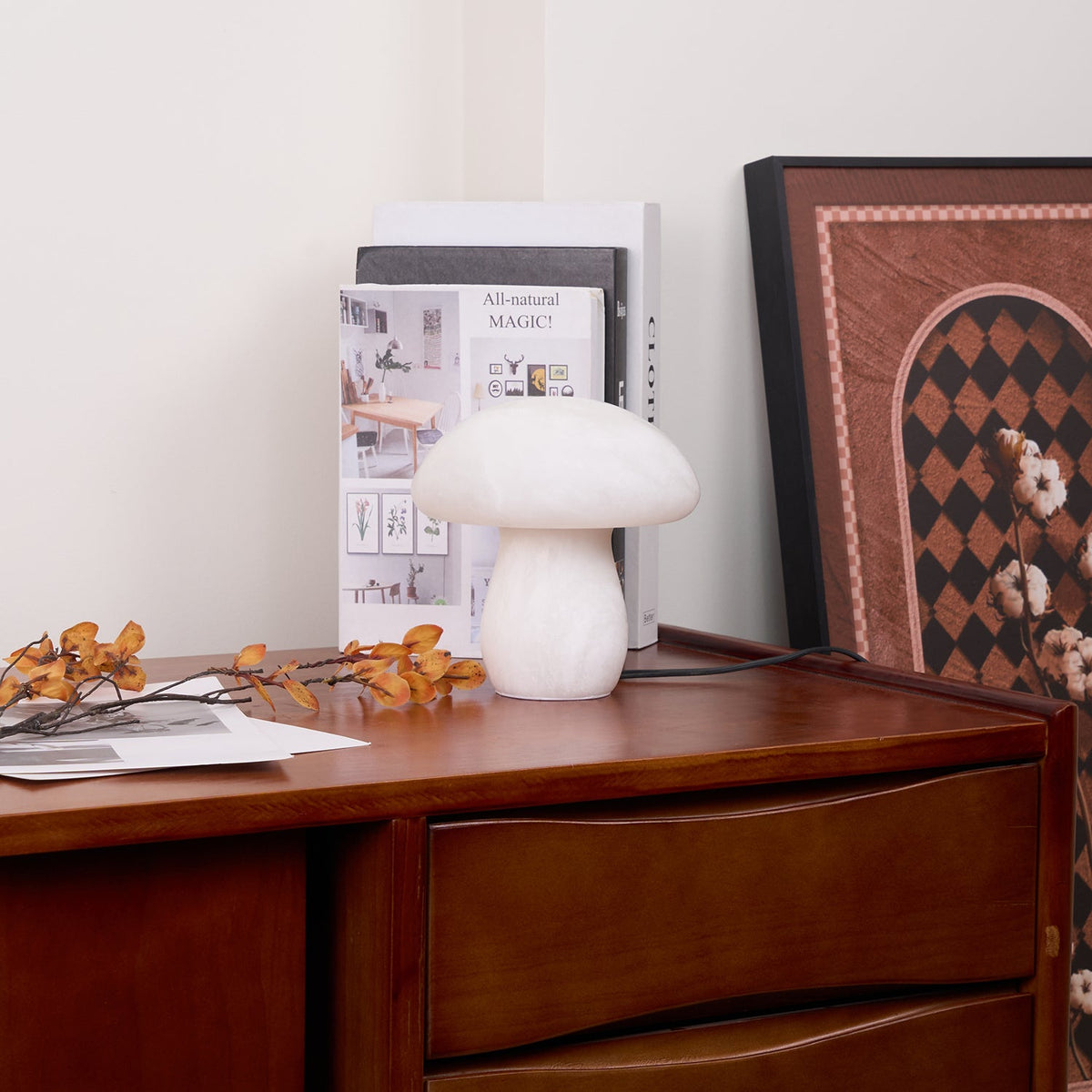 Alabaster Mushroom Table Lamp – Imported Spanish Natural Stone Modern Accent Light