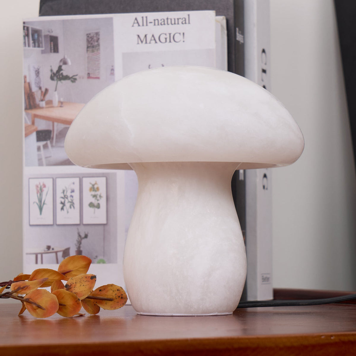 Alabaster Mushroom Table Lamp – Imported Spanish Natural Stone Modern Accent Light