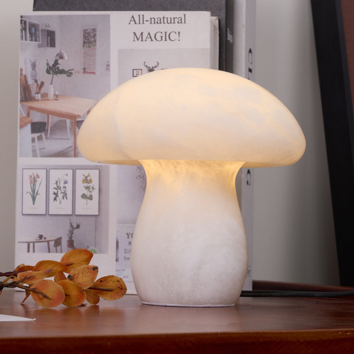 Alabaster Mushroom Table Lamp – Imported Spanish Natural Stone Modern Accent Light