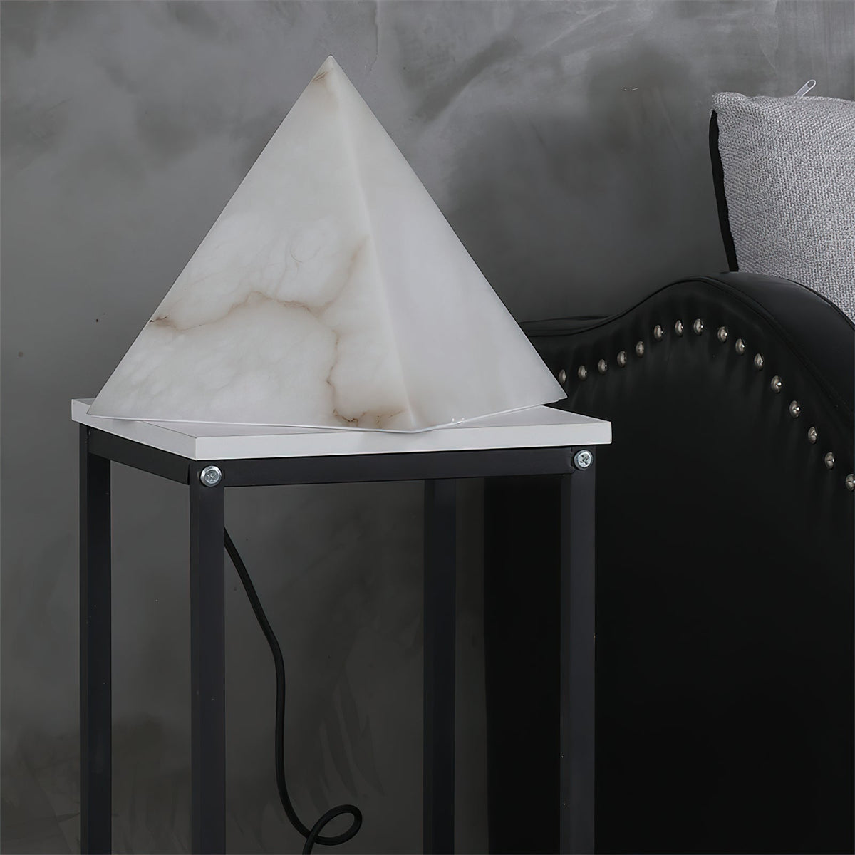 Alabaster Pyramid Table Lamp – Natural Stone Geometric Accent & Ambient Light