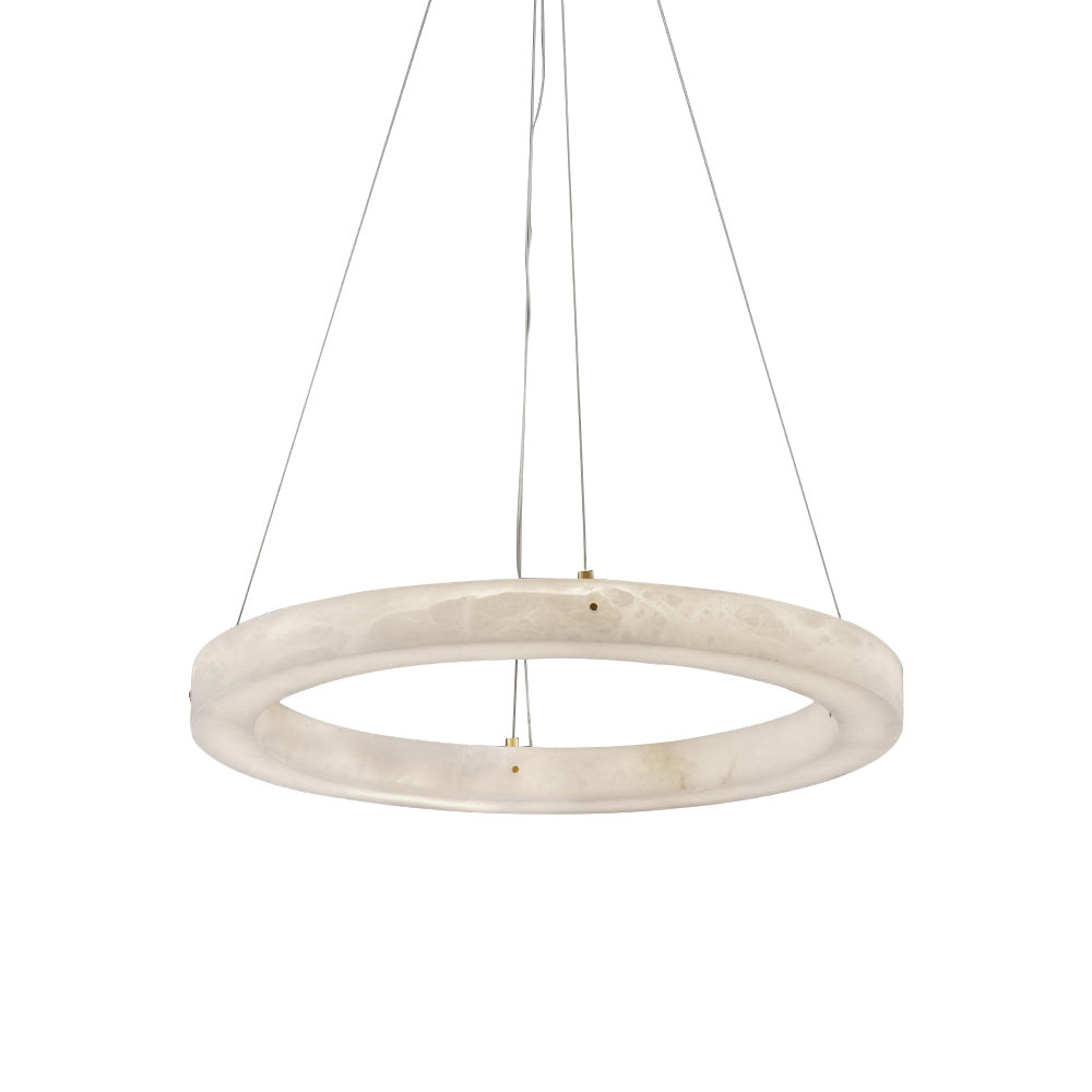 Alabaster Ring Chandelier – Natural Stone Halo & Brass Modern Luxury Chandelier