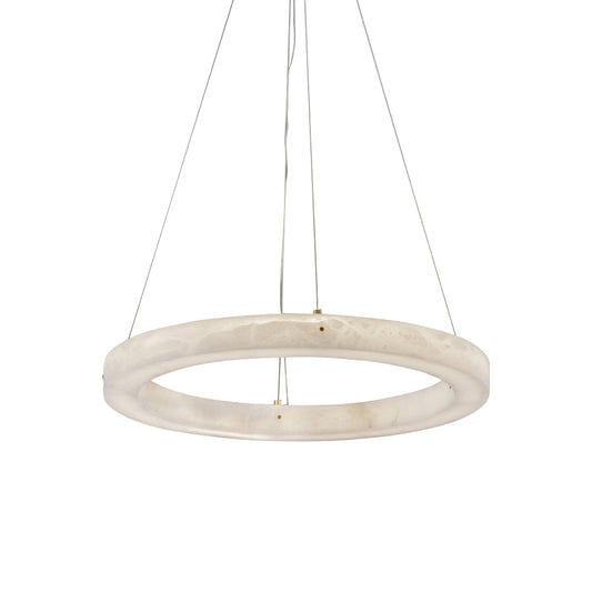 Alabaster Ring Chandelier – Natural Stone Halo & Brass Modern Luxury Chandelier