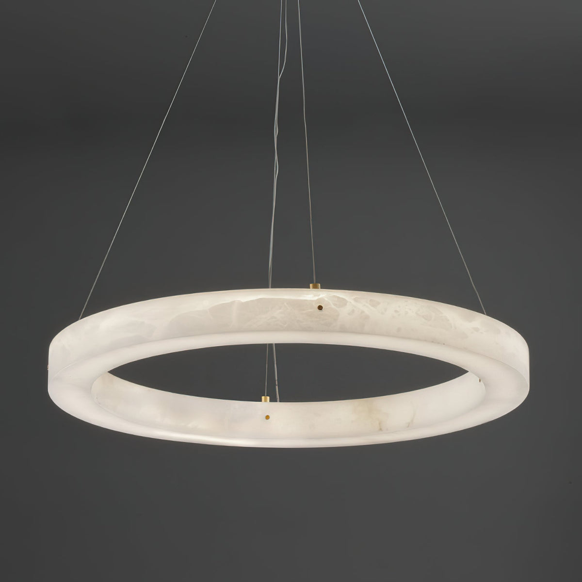 Alabaster Ring Chandelier – Natural Stone Halo & Brass Modern Luxury Chandelier
